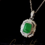 14k Gold 1.52 Ctw Vivid Green Natural Emerald & Diamond Necklace