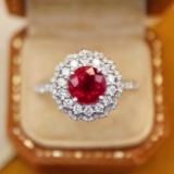 14k Gold 1.92 Ctw Heated Ruby & Diamond Ring/pendant