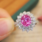 14k Gold 2.73 Ctw Natural Padparadscha Sapphire & Diamond Ring