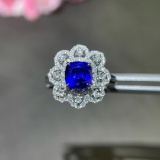 14k Gold 1.94 Ctw Vivid Blue Natural Sapphire & Diamond Ring