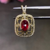 14k Gold 1.35 Ctw Vivid Red Natural Ruby & Diamond Pendant
