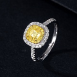 14k Gold 1.43 Ctw Natural Yellow Diamond & Diamond Ring