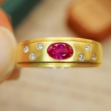 14k Gold 0.38 Ctw Natural Ruby & Diamond Ring