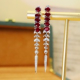 14k Gold 2.12 Ctw Natural Ruby & Diamond Earrings
