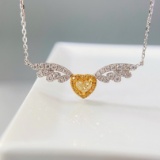 14k Gold 0.25 Ctw Natural Yellow Diamond & Diamond Necklace