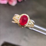 14k Gold 2.51 Ctw Vivid Red Natural Ruby & Diamond Ring
