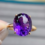 14k Gold 4.32 Ctw Natural Amethyst & Diamond Ring