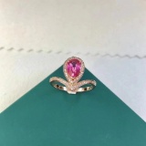 14k Gold 1.23 Ctw Natural Spinel & Diamond Ring
