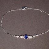 14k Gold 0.6 Ct Vivid Blue Natural Sapphire & Diamond Bracelet