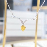 14k Gold 0.2 Ctw Natural Yellow Diamond & Diamond Necklace