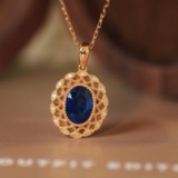 14k Gold 1.35 Ctw Natural Sapphire & Diamond Pendant