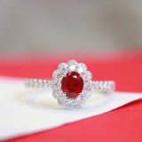 14k Gold 1.37 Ctw Natural Ruby & Diamond Ring