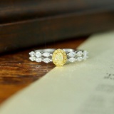 14k Gold 0.51 Ctw Natural Yellow Diamond & Diamond Ring