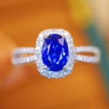 14k Gold 1.16 Ctw Natural Sapphire & Diamond Ring