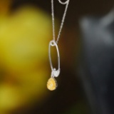 14k Gold 0.19 Ctw Natural Yellow Diamond & Diamond Necklace