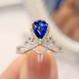 14k Gold 1.43 Ctw Natural Sapphire & Diamond Ring