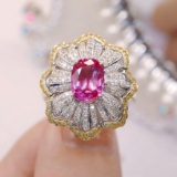 14k Gold 2.50 Ctw Natural Padparadscha Sapphire & Diamond Ring/pendant