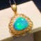 14k Gold 1.72 Ct Natural Opal & Diamond Pendant