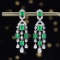 14k Gold 1.92 Ctw Vivid Green Natural Emerald & Diamond Earrings
