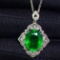 14k Gold 3.61 Ct Vivid Green Natural Emerald & Diamond Pendant