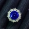 14k Gold 4.85 Ct Vivid Blue Natural Tanzanite & Diamond Ring