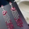 14k Gold 5.9 Ctw Vivid Red Natural Ruby & Diamond Earrings
