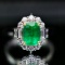 14k Gold 2.83 Ctw Vivid Green Natural Emerald & Diamond Ring/pendant