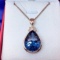 14k Gold 17.65 Ct Natural Topaz & Diamond Pendant