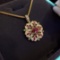 14k Gold 0.63 Ct Vivid Red Natural Ruby & Diamond Pendant