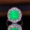 14k Gold 5.07 Ctw Vivid Green Natural Emerald & Diamond Ring