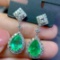 14k Gold 5.27 Ctw Vivid Green Natural Emerald & Diamond Earrings