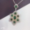 14k Gold 3.02 Ct Vivid Green Natural Emerald & Diamond Pendant
