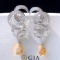 14k Gold 2.11 Ct Natural Yellow Diamond & Diamond Earrings