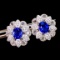 14k Gold 3.45 Ctw Natural Sapphire & Diamond Earrings