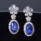 14k Gold 2.27 Ct Vivid Blue Natural Sapphire & Diamond Earrings