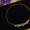 14k Gold 3.58 Ct Vivid Green Natural Emerald & Diamond Necklace
