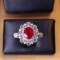 14k Gold 0.82 Ct Vivid Red Natural Ruby & Diamond Ring