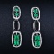 14k Gold 1.31 Ctw Vivid Green Natural Emerald & Diamond Earrings
