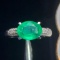 14k Gold 2.3 Ct Vivid Green Natural Emerald & Diamond Ring