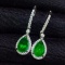 14k Gold 3.3 Ct Vivid Green Natural Emerald & Diamond Earrings