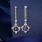 14k Gold 1.63 Ctw Vivid Blue Natural Sapphire & Diamond Earrings