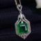 14k Gold 2.36 Ct Vivid Green Natural Emerald & Diamond Pendant