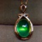 14k Gold 5.7 Ct Natural Prehnite & Diamond Pendant