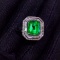 14k Gold 2.2 Ct Vivid Green Natural Emerald & Diamond Ring