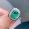 14k Gold 1.72 Ct Vivid Green Natural Emerald & Diamond Ring