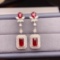 14k Gold 3.36 Ctw Vivid Red Natural Ruby & Diamond Earrings