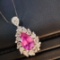 14k Gold 2.95 Ctw Natural Sapphire & Diamond Pendant