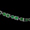 14k Gold 7.51 Ctw Vivid Green Natural Emerald & Diamond Bracelet