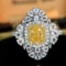 14k Gold 1.38 Ctw Natural Yellow Diamond & Diamond Ring/pendant