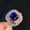 14k Gold 3.05 Ctw Vivid Blue Natural Sapphire & Diamond Ring